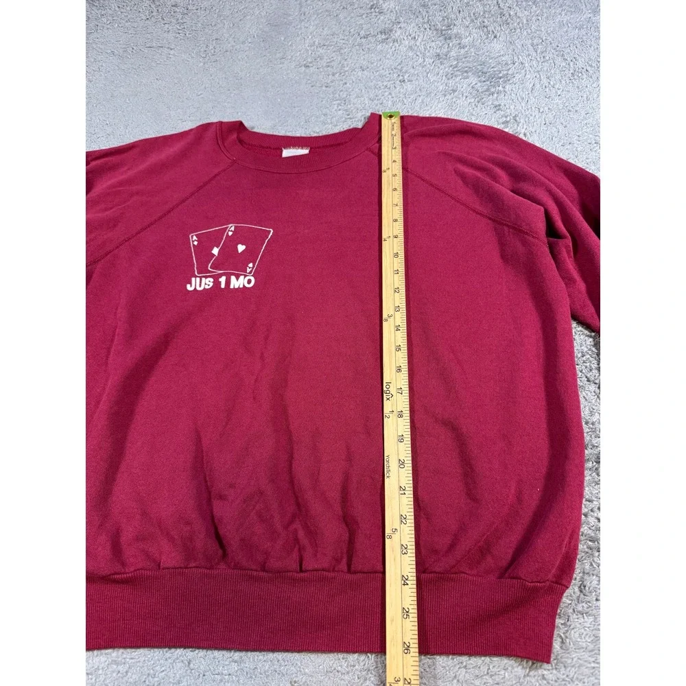 Unbranded Unisex Raglan Sweatshirt XL Maroon Playing Card Graphic Vintage Style